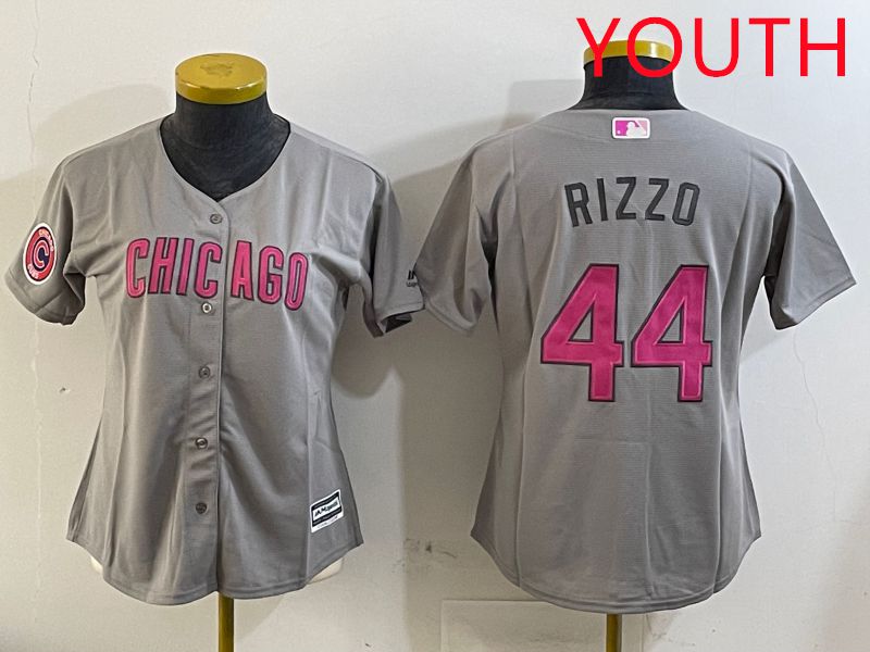Youth Chicago Cubs 44 Rizzo Grey Fashion Game 2025 Nike MLB Jersey style 1